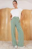Shoreditch Stripe Lounge Flare Trouser Spearmint & Khaki